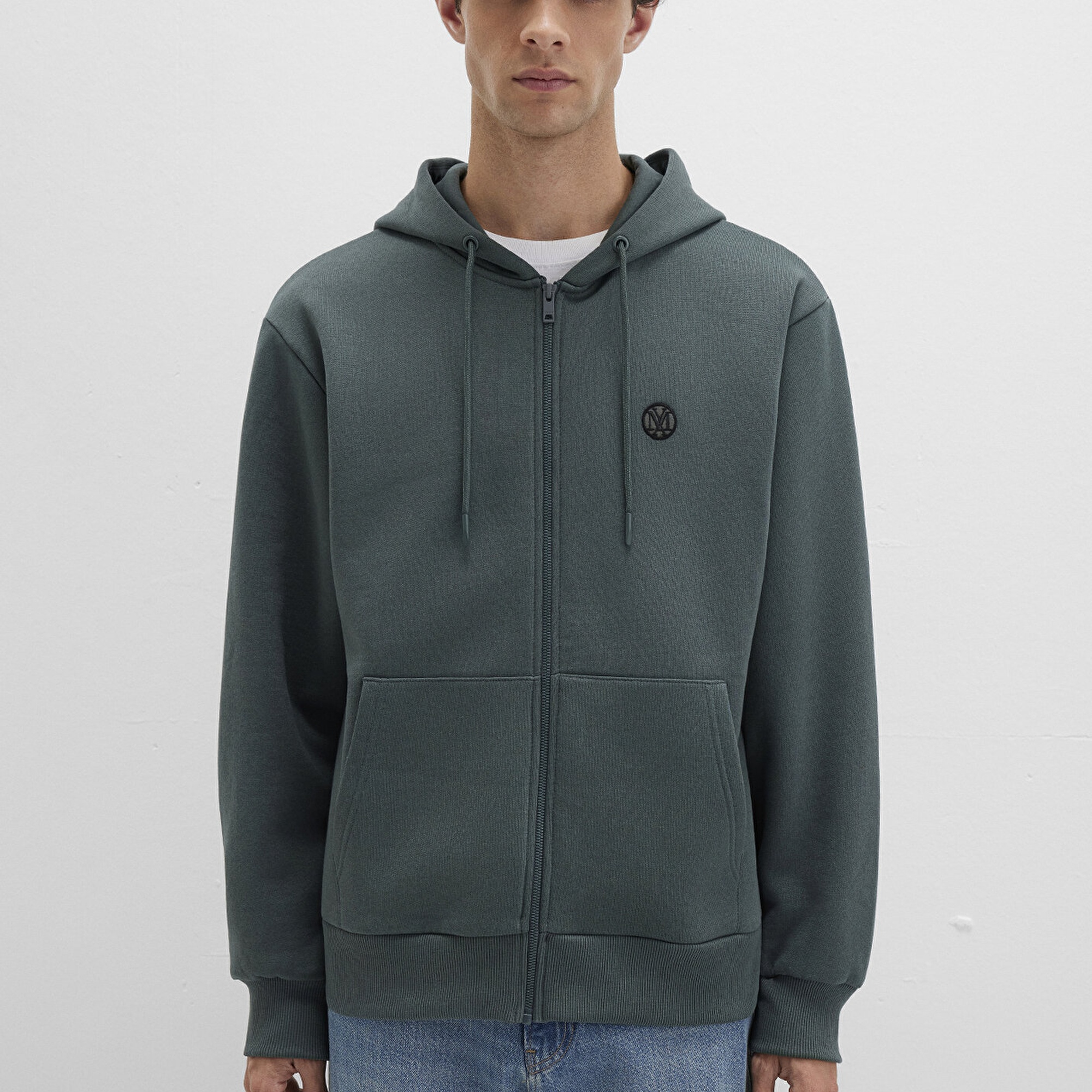 Mavi Mavi Logolu Kapüşonlu Fermuarlı Yeşil Sweatshirt 066979-71598