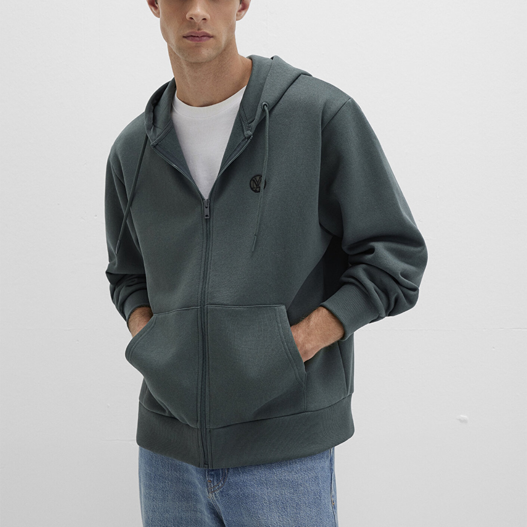 Mavi Mavi Logolu Kapüşonlu Fermuarlı Yeşil Sweatshirt 066979-71598