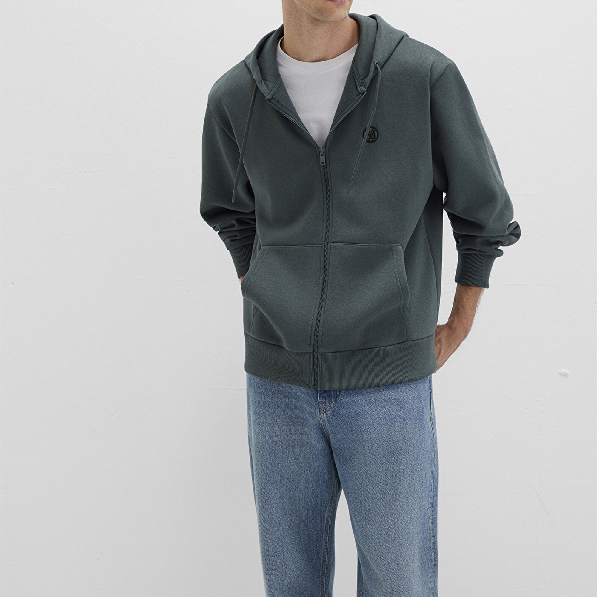 Mavi Mavi Logolu Kapüşonlu Fermuarlı Yeşil Sweatshirt 066979-71598