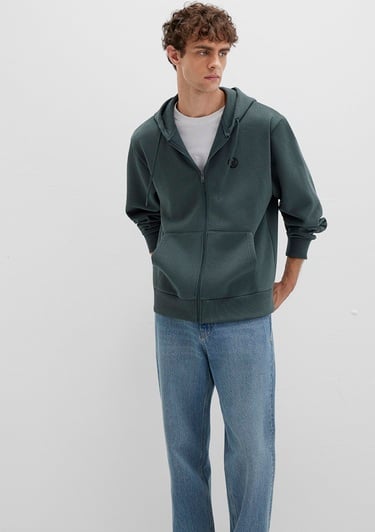  Mavi Mavi Logolu Kapüşonlu Fermuarlı Yeşil Sweatshirt 066979-71598