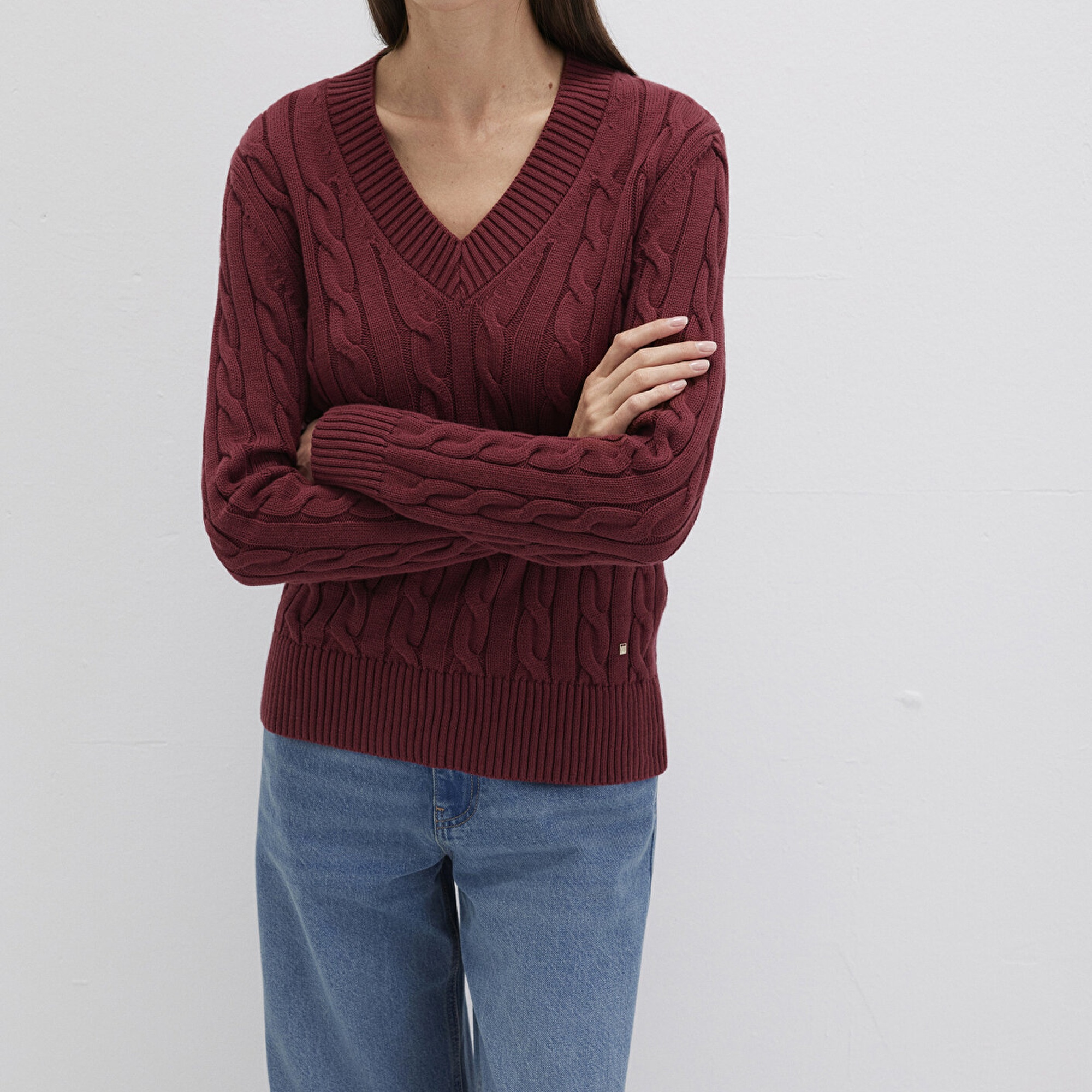 Mavi Bordo Kazak Slim Fit / Dar Kesim 1710720-85493