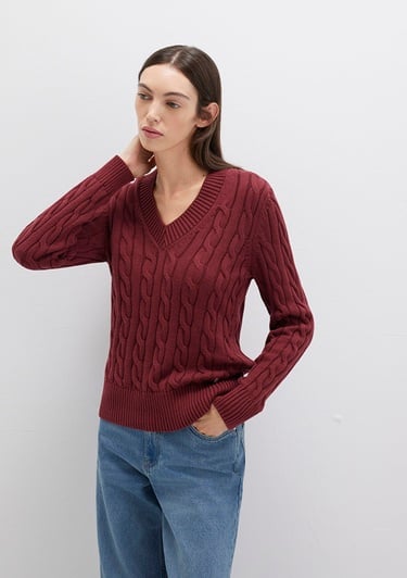  Mavi Bordo Kazak Slim Fit / Dar Kesim 1710720-85493