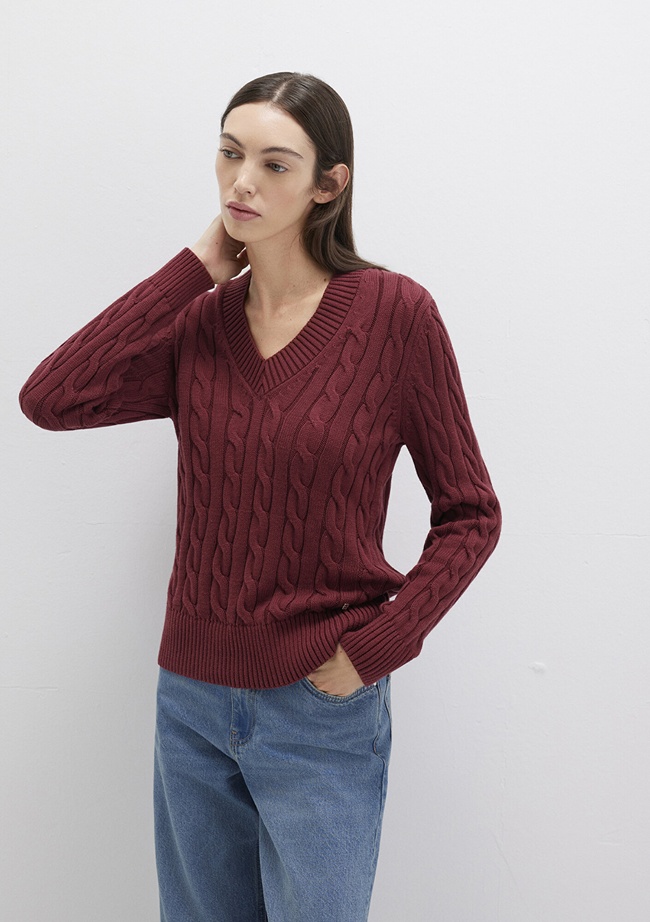  Mavi Bordo Kazak Slim Fit / Dar Kesim 1710720-85493