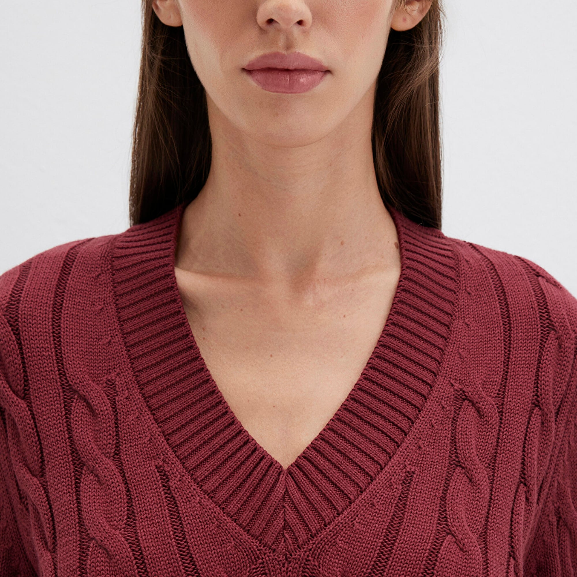 Mavi Bordo Kazak Slim Fit / Dar Kesim 1710720-85493