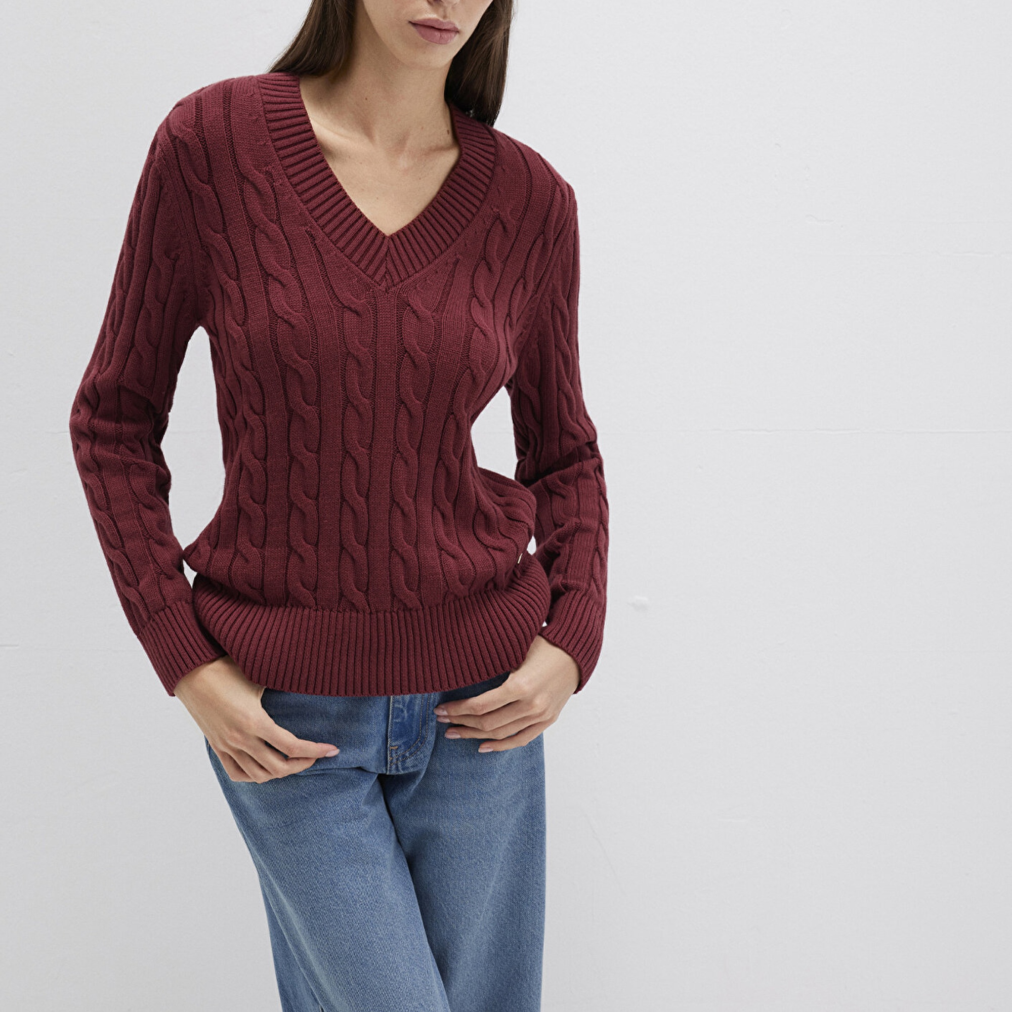 Mavi Bordo Kazak Slim Fit / Dar Kesim 1710720-85493