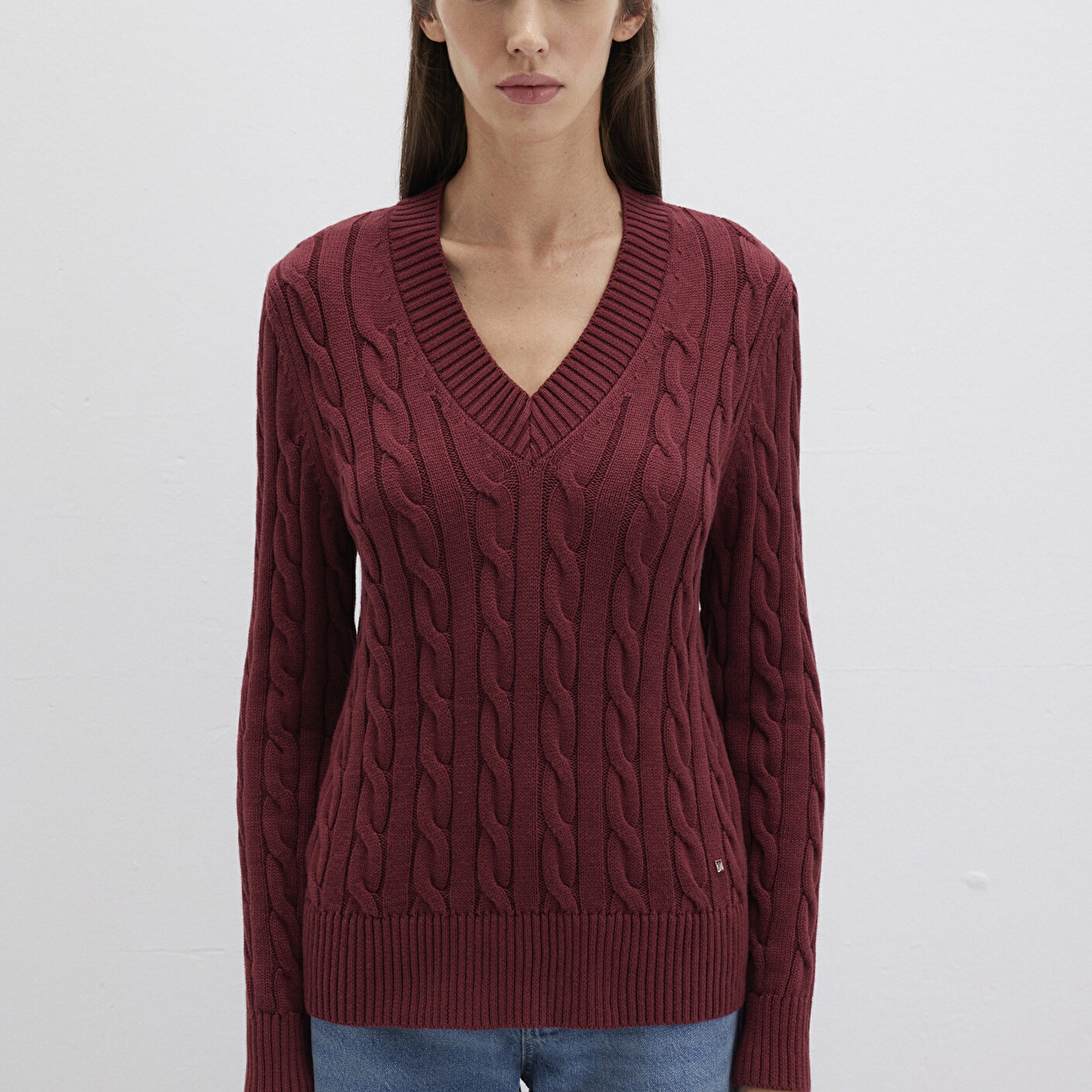 Mavi Bordo Kazak Slim Fit / Dar Kesim 1710720-85493