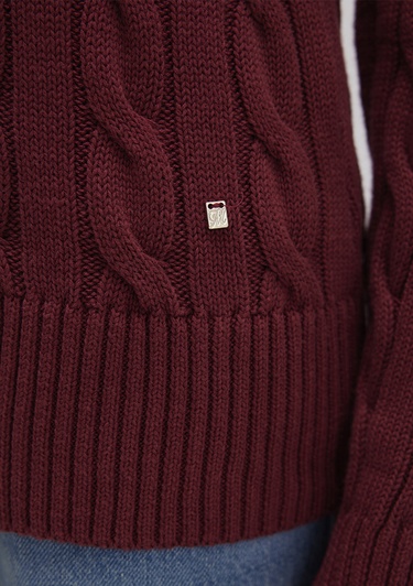  Mavi Bordo Kazak Slim Fit / Dar Kesim 1710720-85493