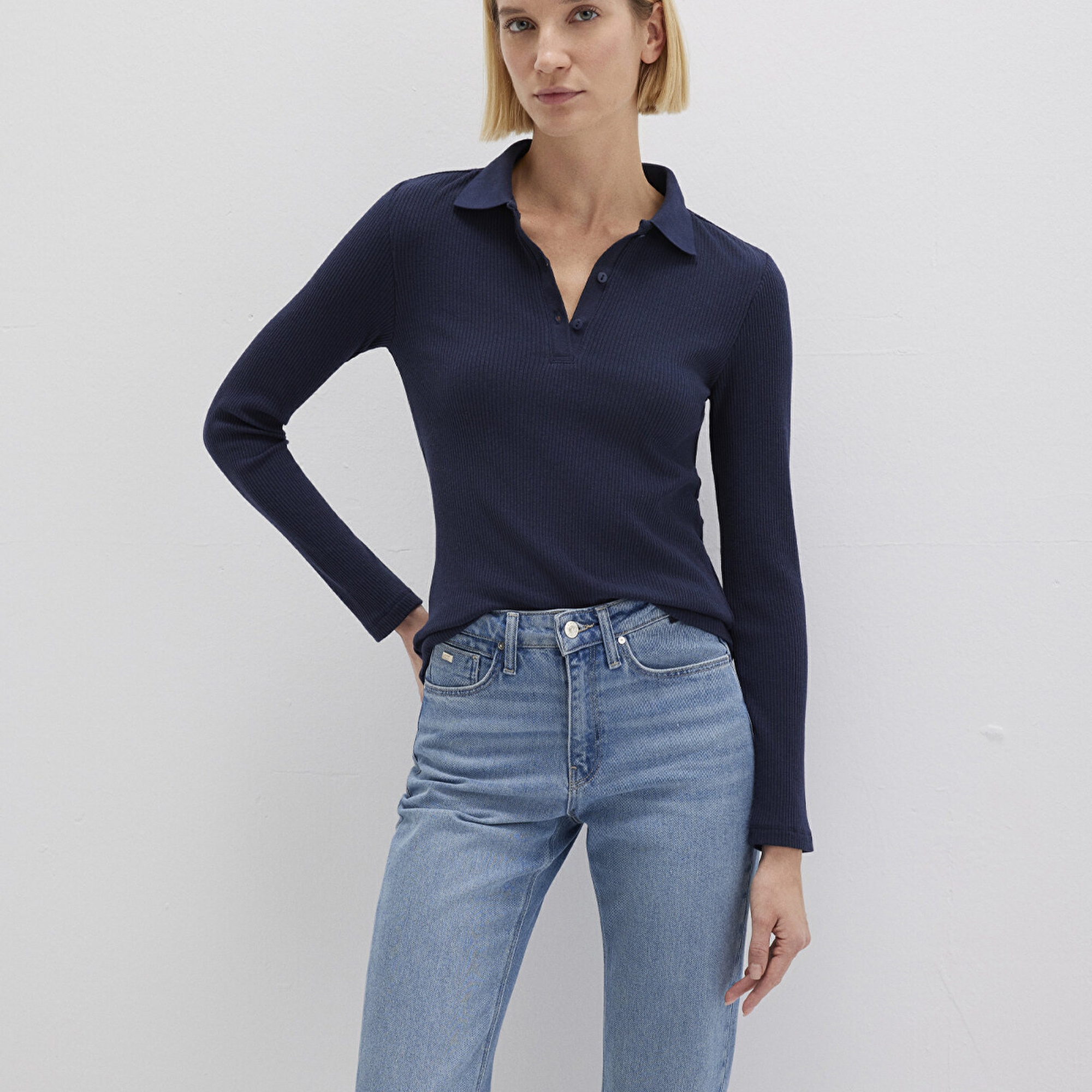 Mavi Lacivert Polo Tişört Fitted / Vücuda Oturan Kesim 1613413-82318