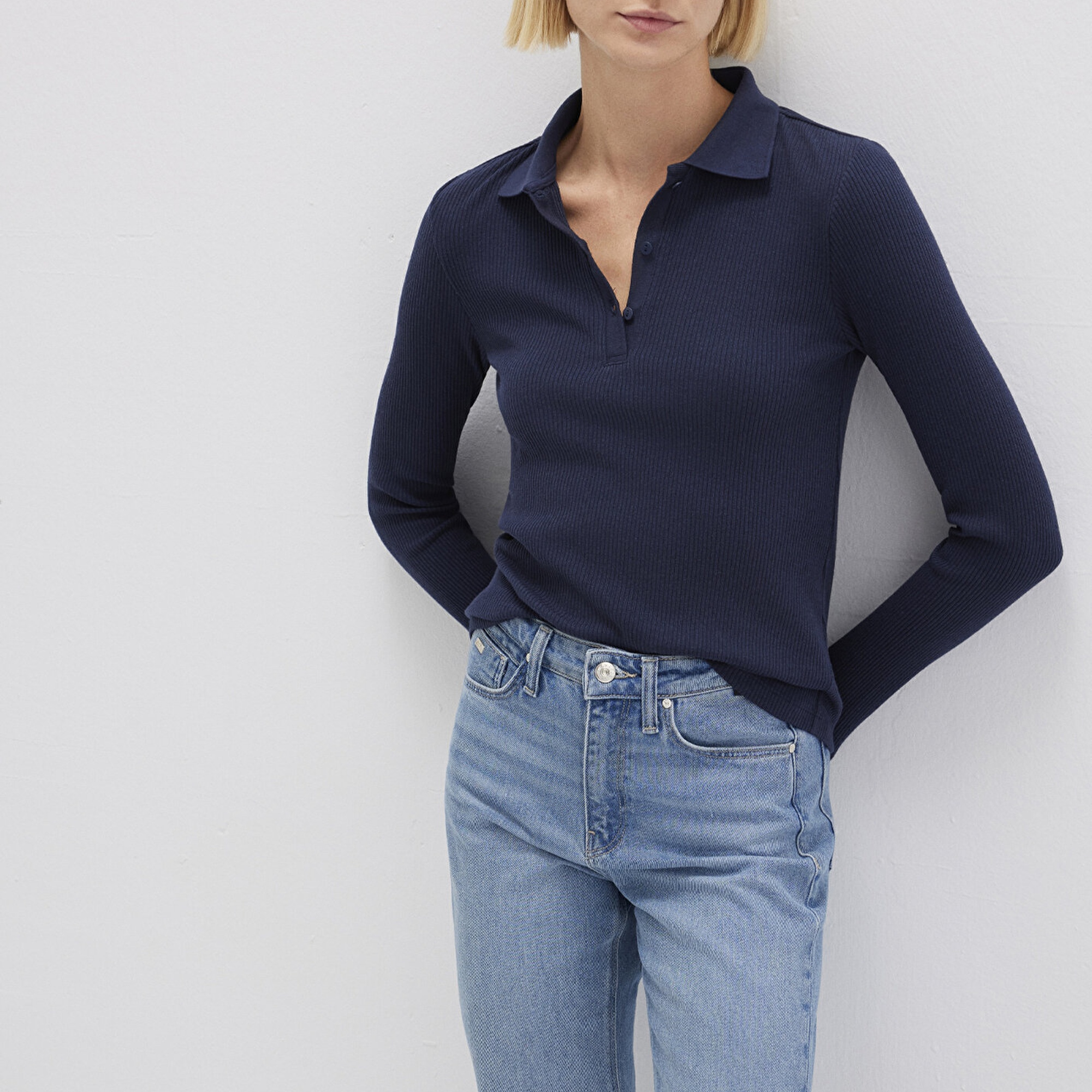 Mavi Lacivert Polo Tişört Fitted / Vücuda Oturan Kesim 1613413-82318