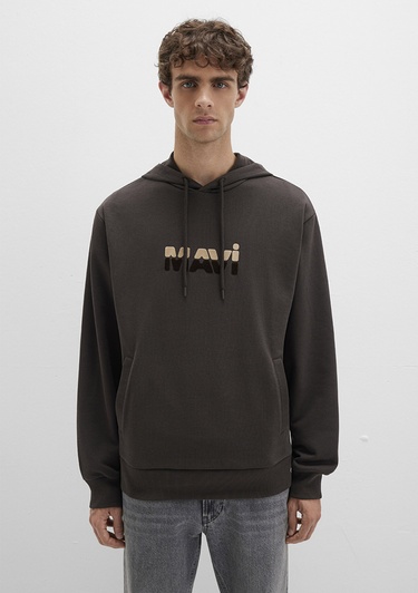  Mavi Mavi Logo Baskılı Kahverengi Sweatshirt 0S10395-70219