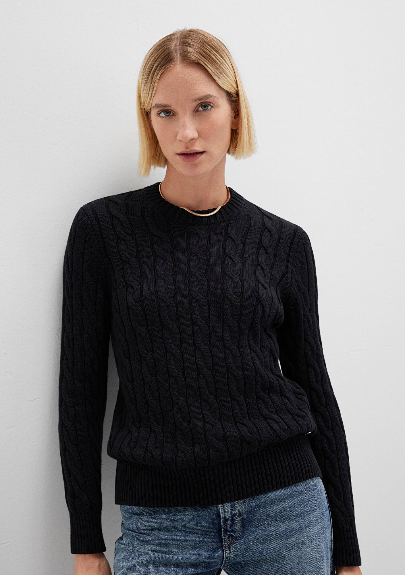  Mavi Siyah Kazak Slim Fit / Dar Kesim 1710721-900