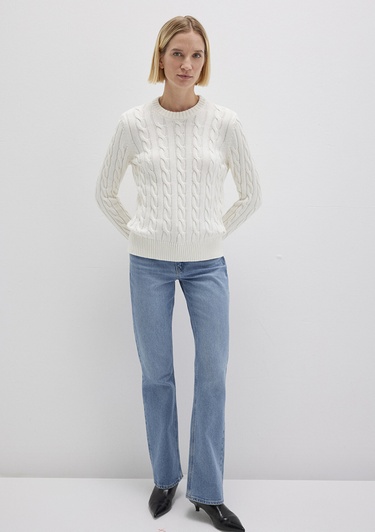  Mavi Ekru Kazak Slim Fit / Dar Kesim 1710721-70057