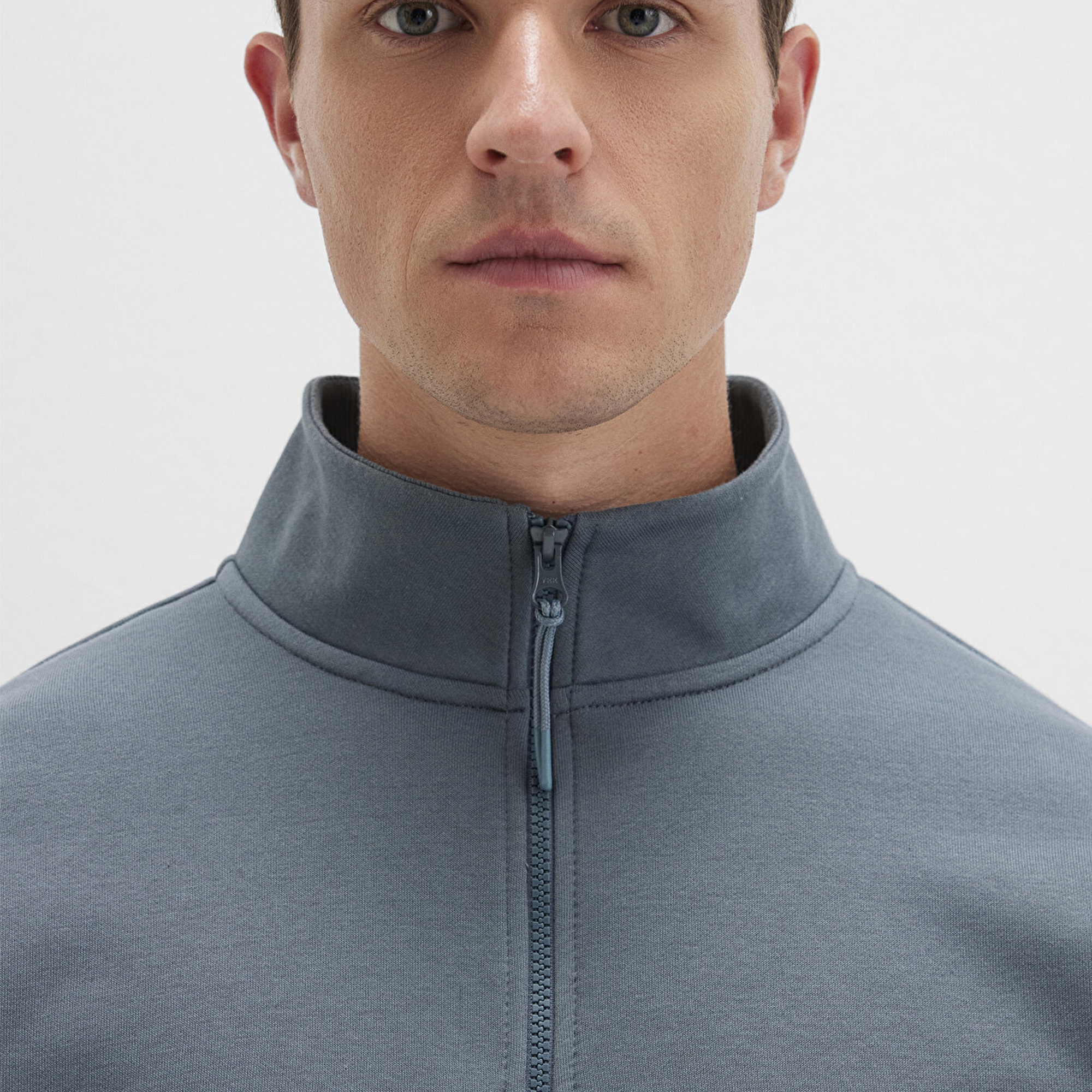 Mavi Yarı Fermuarlı Gri Basic Sweatshirt 0S10278-80889