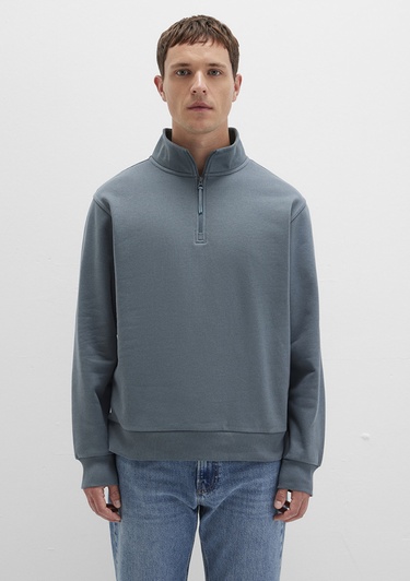  Mavi Yarı Fermuarlı Gri Basic Sweatshirt 0S10278-80889