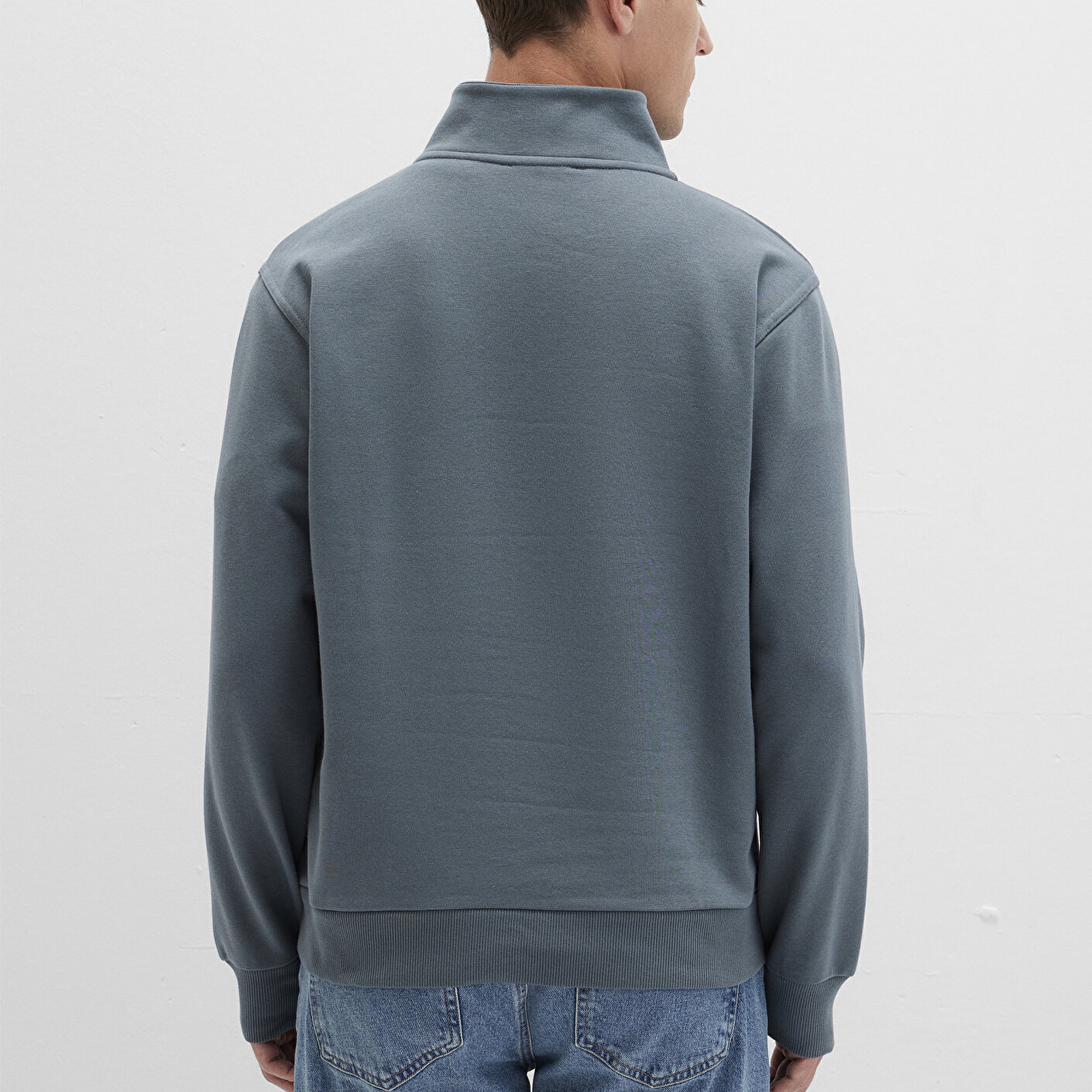 Mavi Yarı Fermuarlı Gri Basic Sweatshirt 0S10278-80889