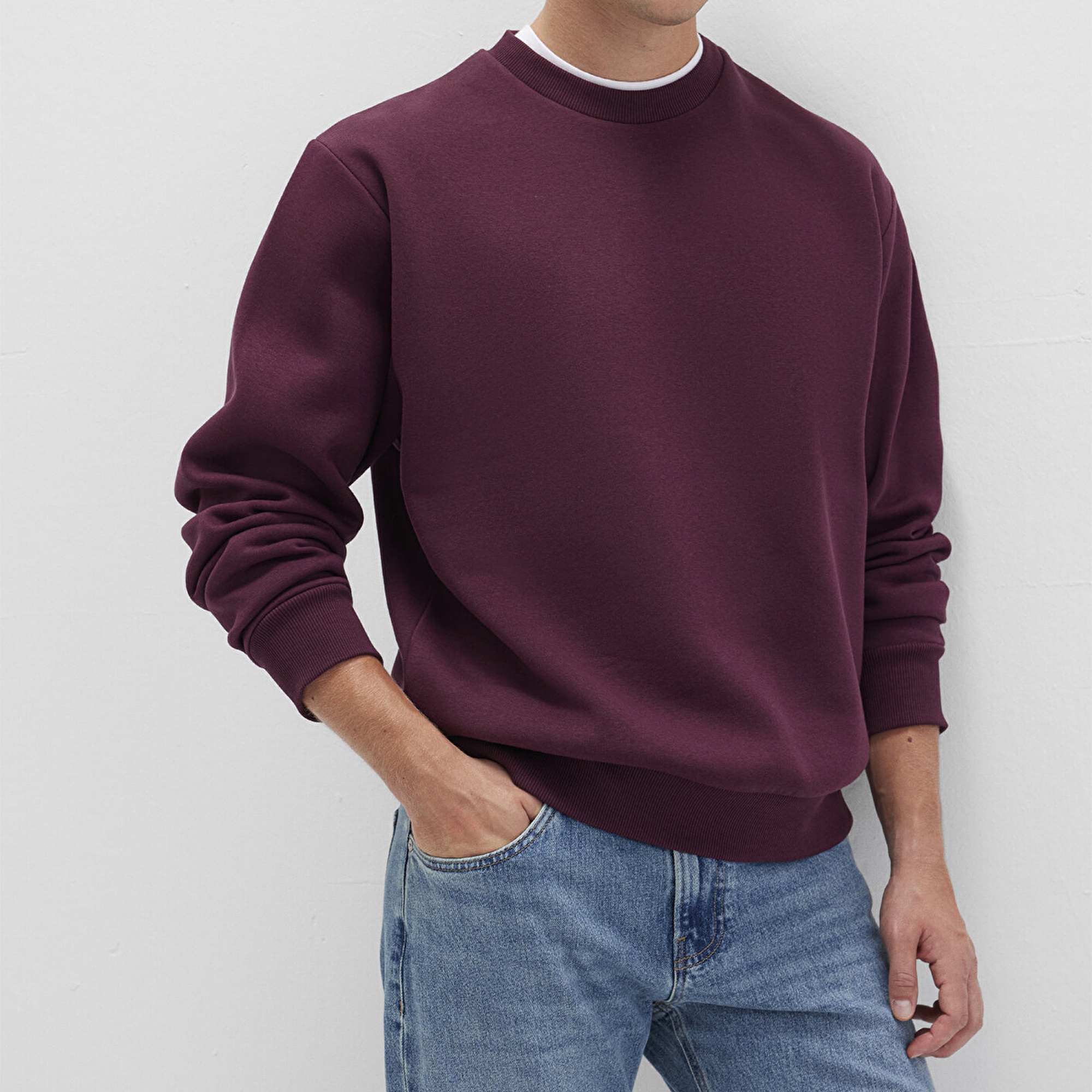 Mavi Bisiklet Yaka Bordo Basic Sweatshirt 0S10276-70434