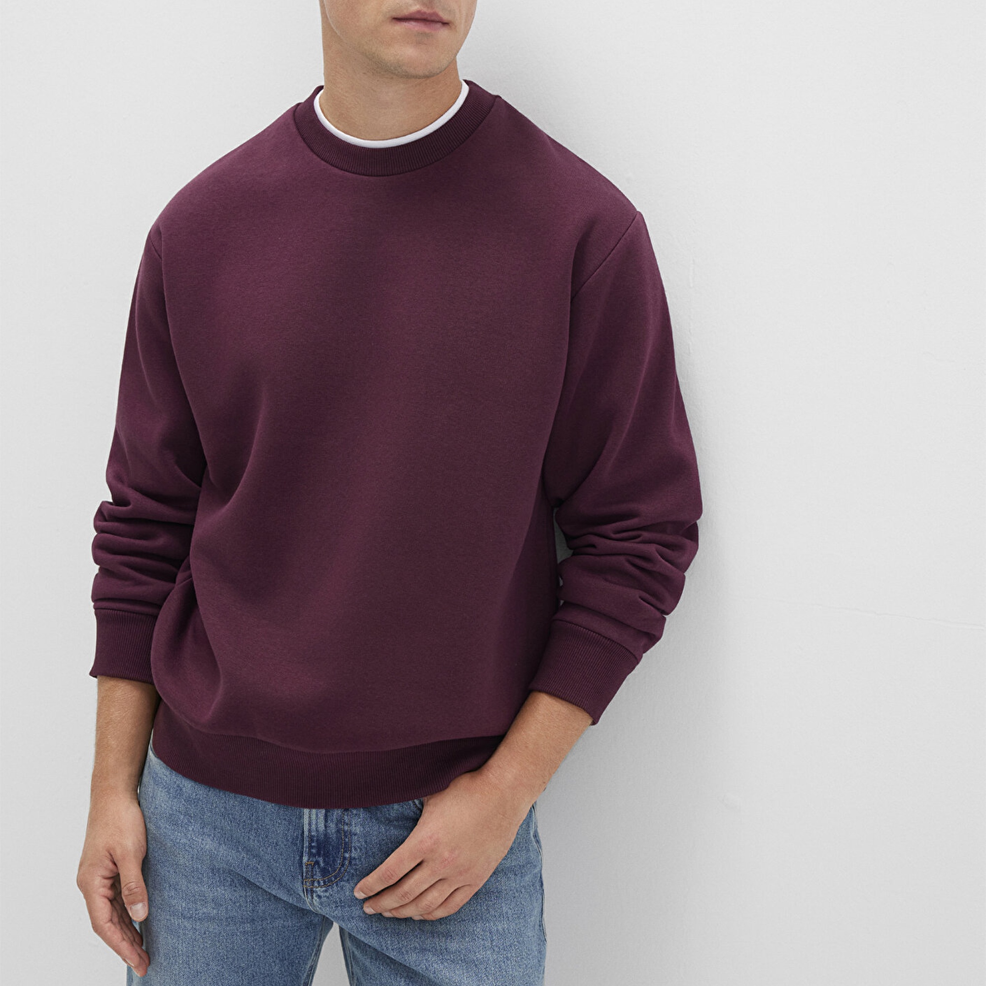 Mavi Bisiklet Yaka Bordo Basic Sweatshirt 0S10276-70434