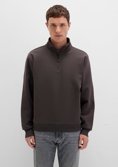  Mavi Yarı Fermuarlı Siyah Basic Sweatshirt 0S10278-70219