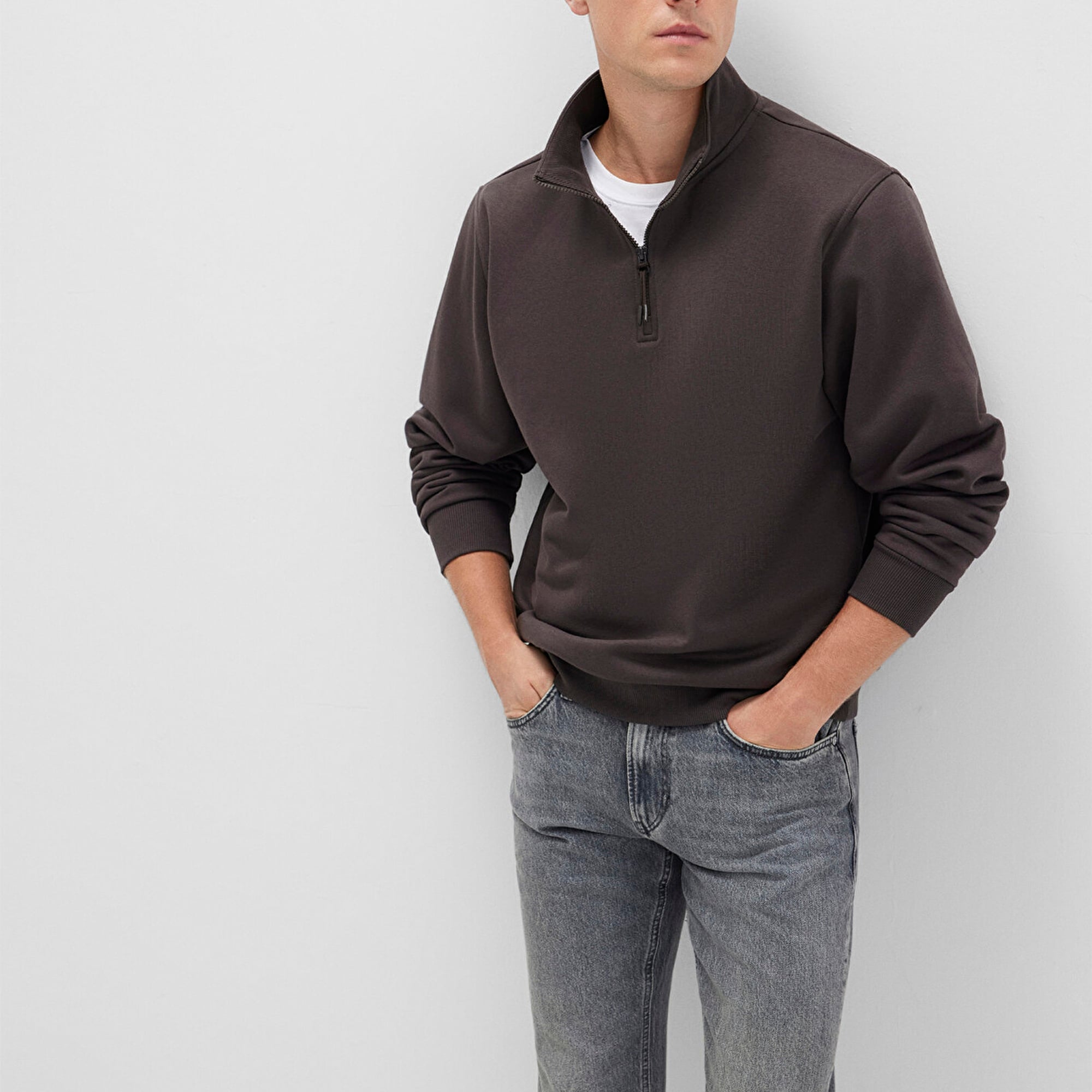 Mavi Yarı Fermuarlı Siyah Basic Sweatshirt 0S10278-70219