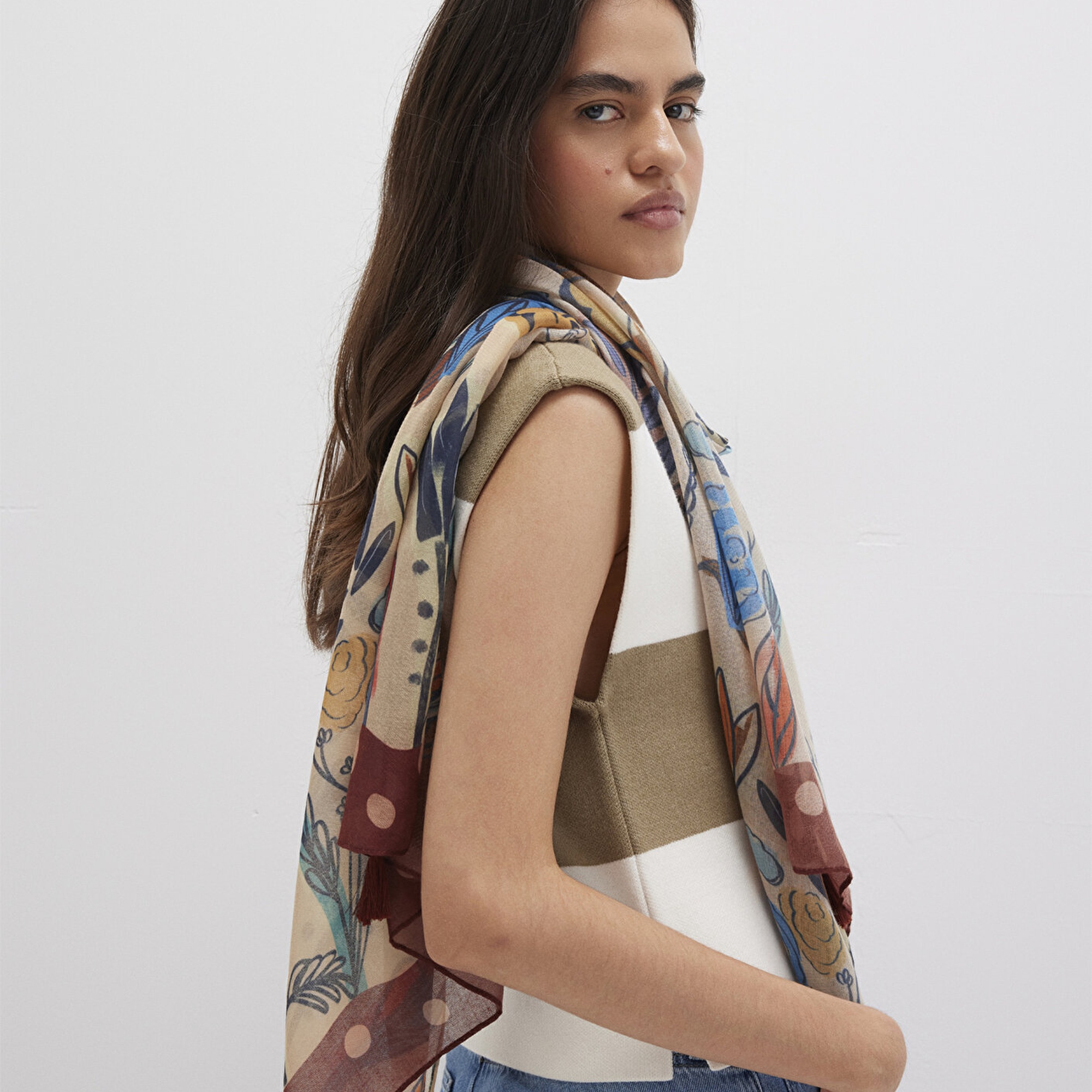 Mavi Baskılı Şal 1913478-30757