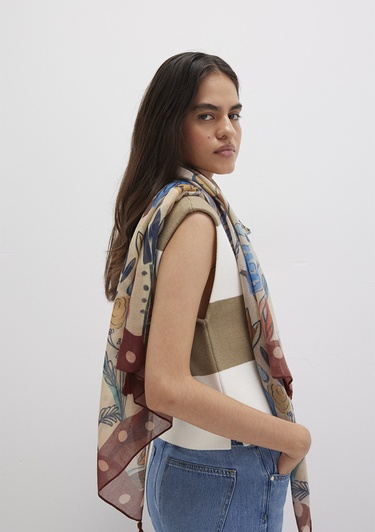  Mavi Baskılı Şal 1913478-30757