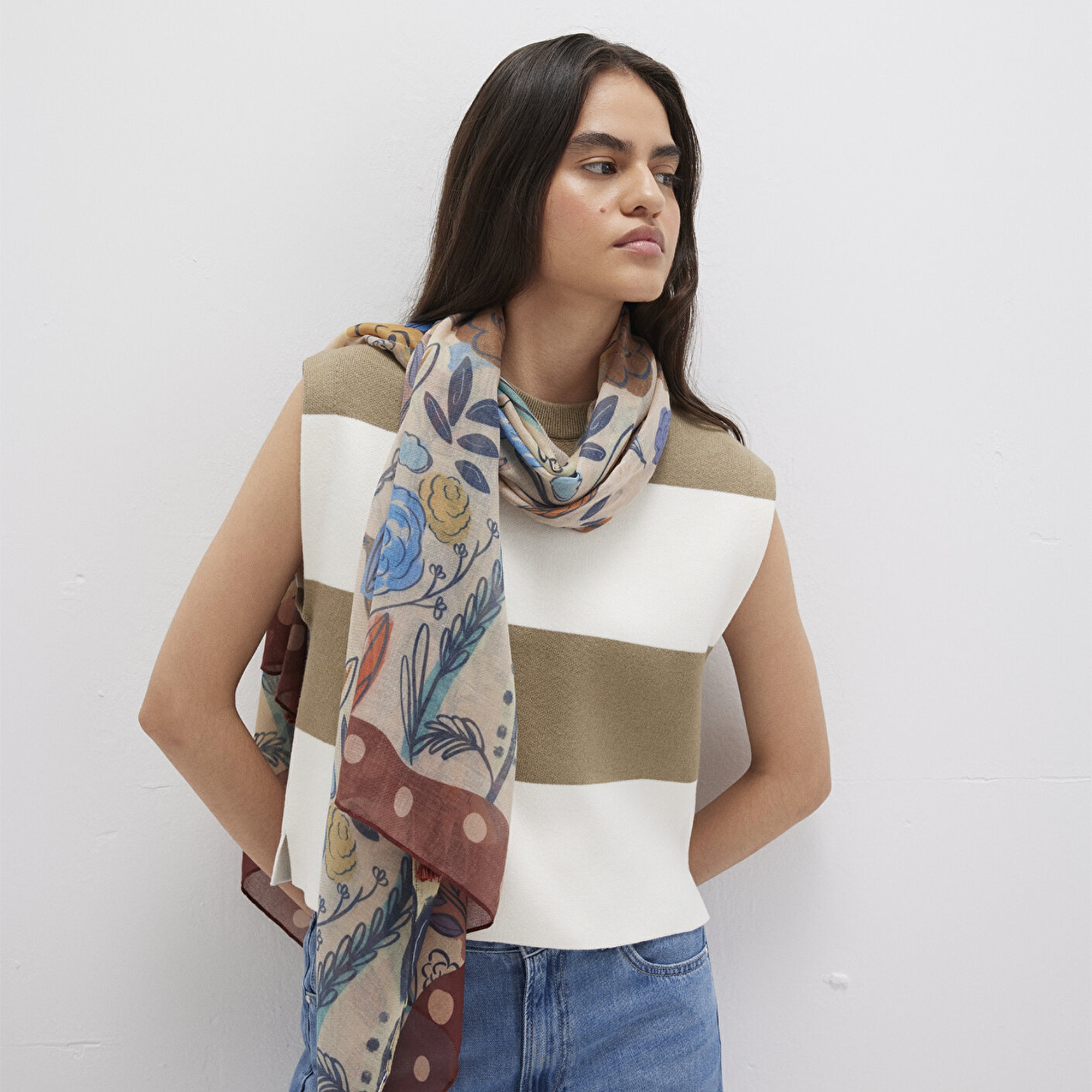 Mavi Baskılı Şal 1913478-30757