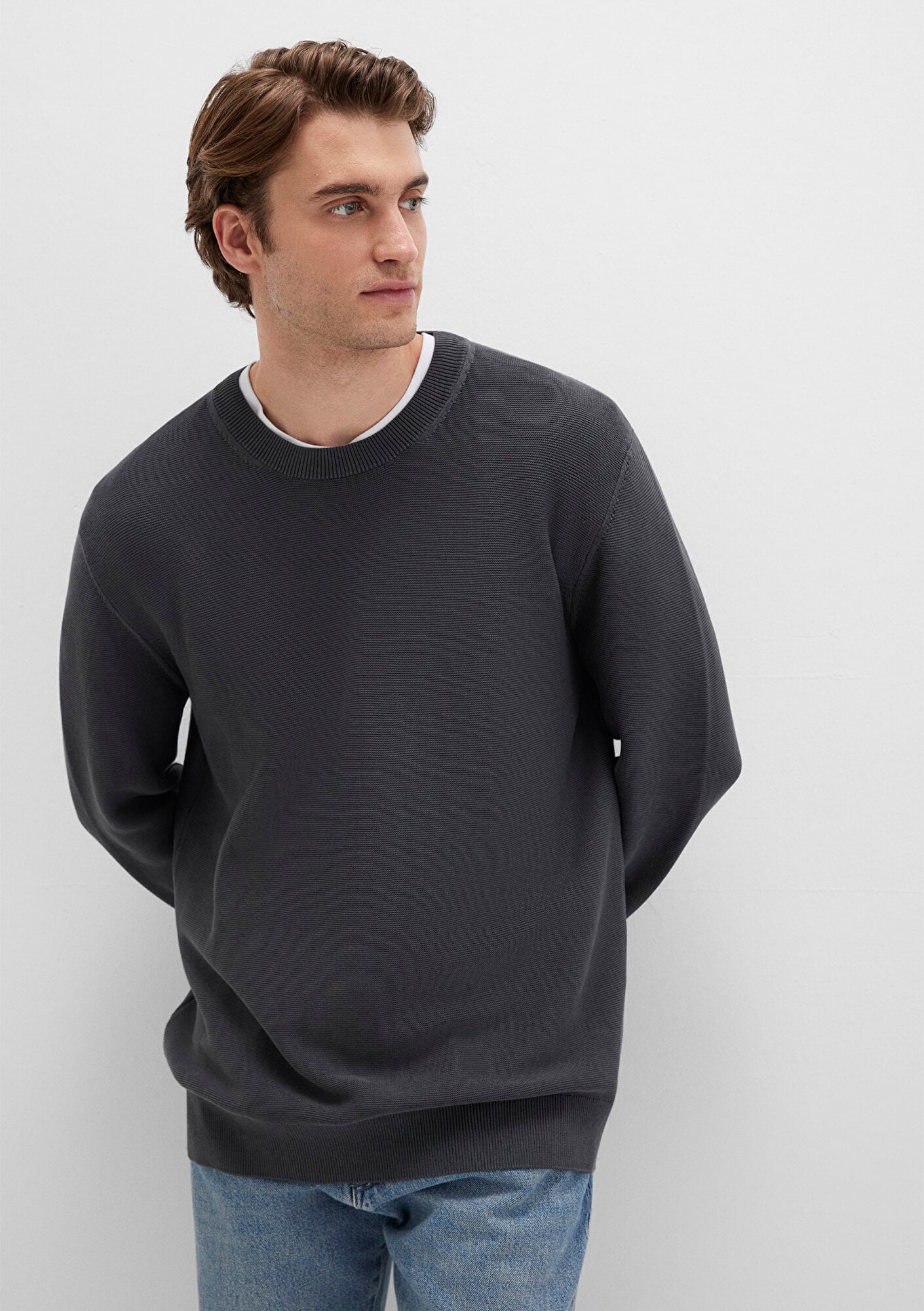  Mavi Antrasit Kazak Regular Fit / Normal Kesim 0710197-80106