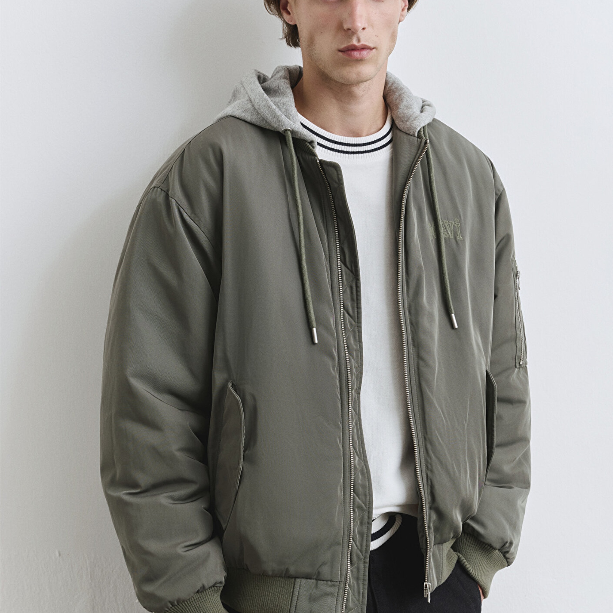 Mavi Kapüşonlu Yeşil Mont 0110563-86961