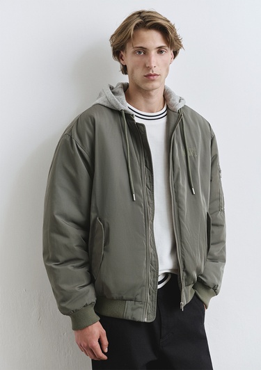  Mavi Kapüşonlu Yeşil Mont 0110563-86961