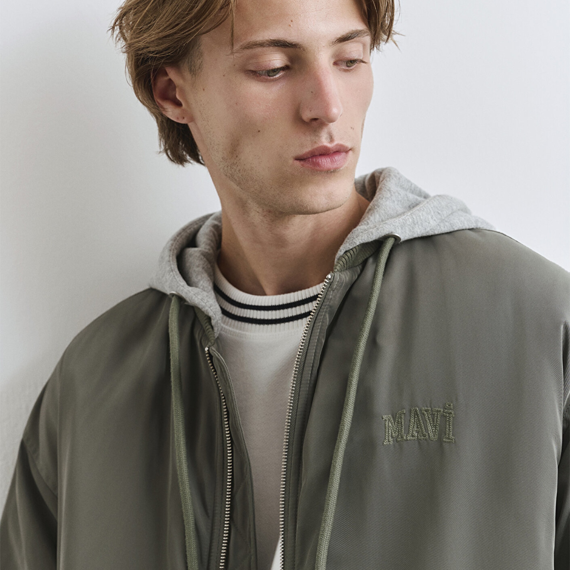 Mavi Kapüşonlu Yeşil Mont 0110563-86961