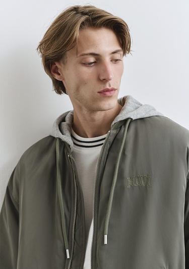  Mavi Kapüşonlu Yeşil Mont 0110563-86961