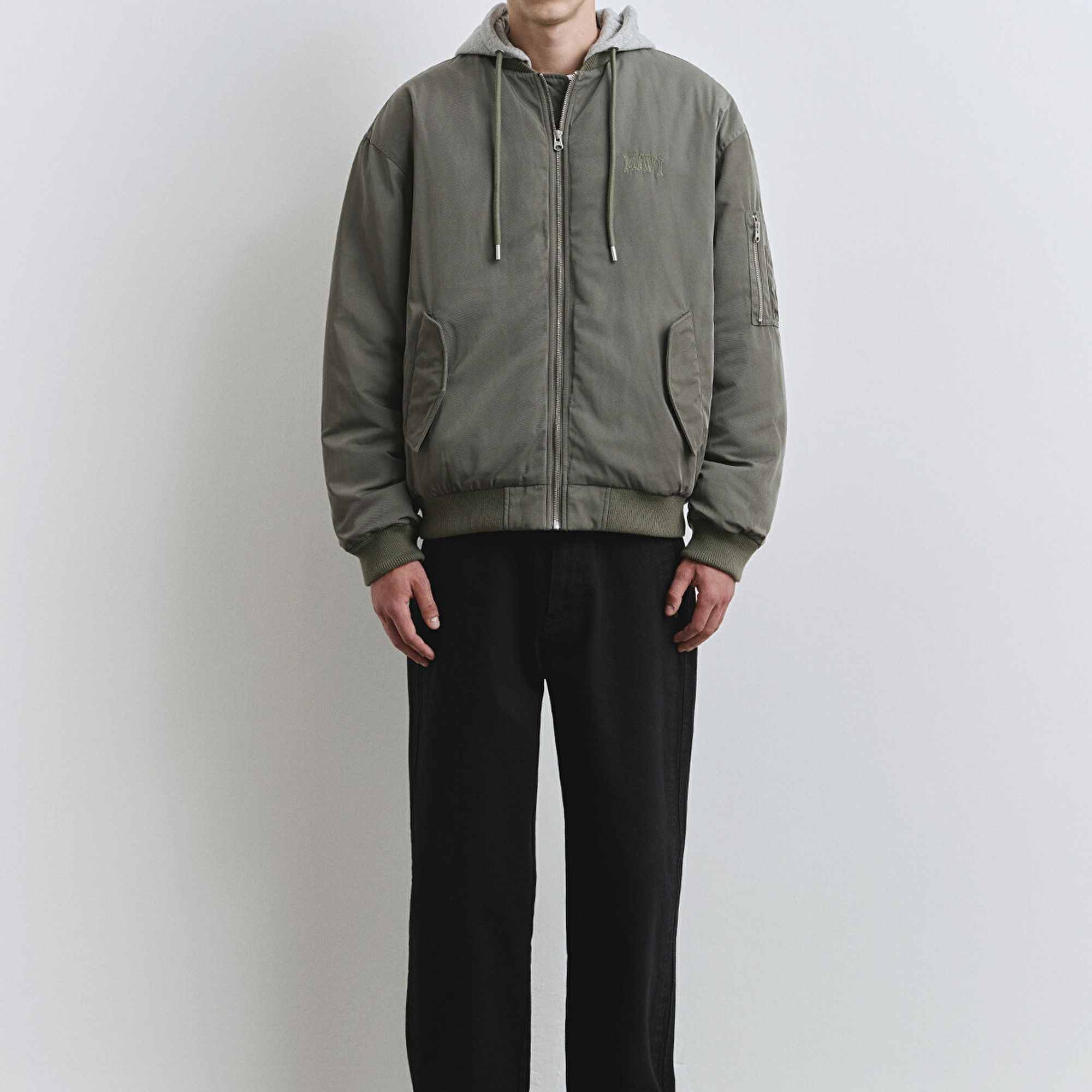 Mavi Kapüşonlu Yeşil Mont 0110563-86961