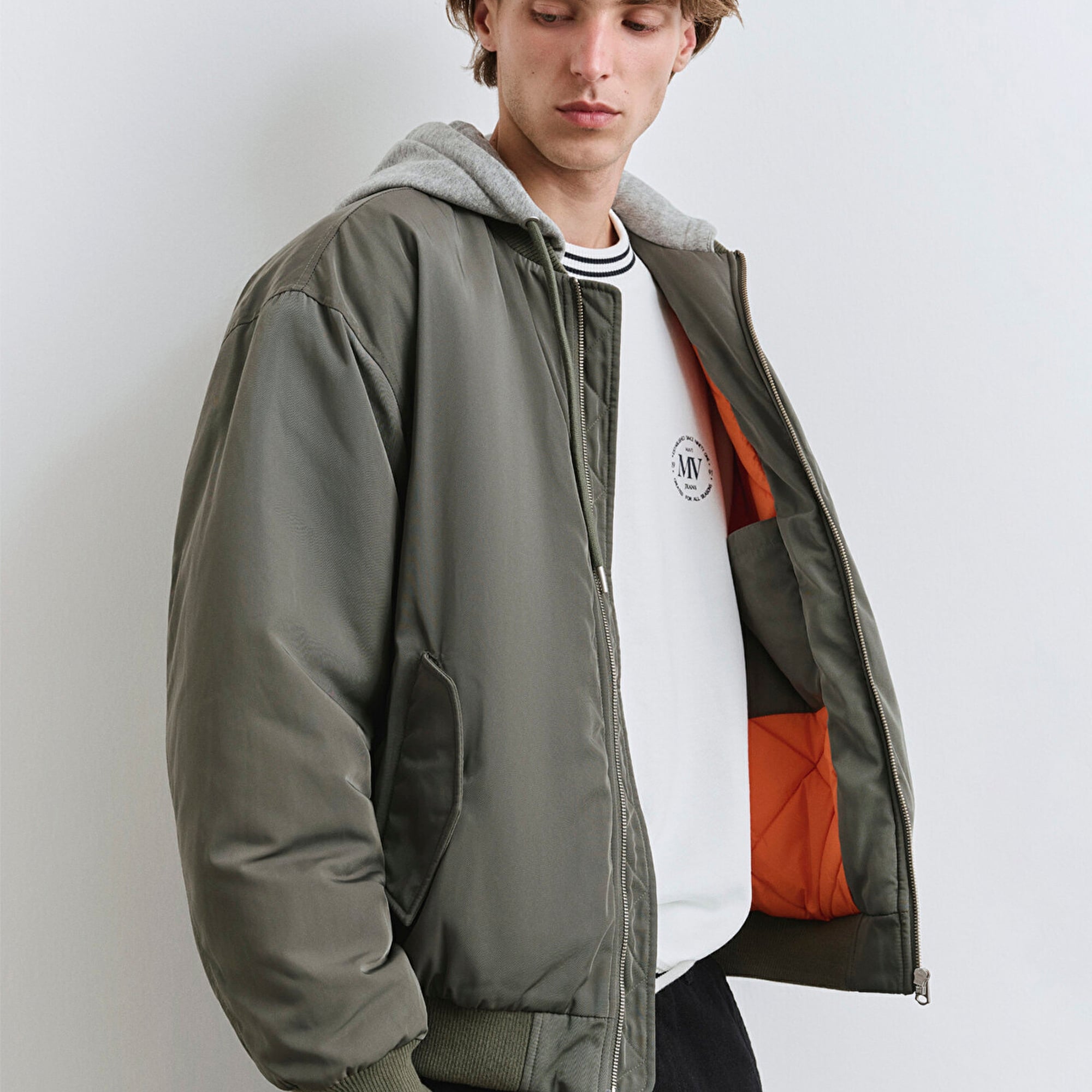 Mavi Kapüşonlu Yeşil Mont 0110563-86961