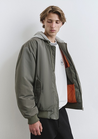  Mavi Kapüşonlu Yeşil Mont 0110563-86961