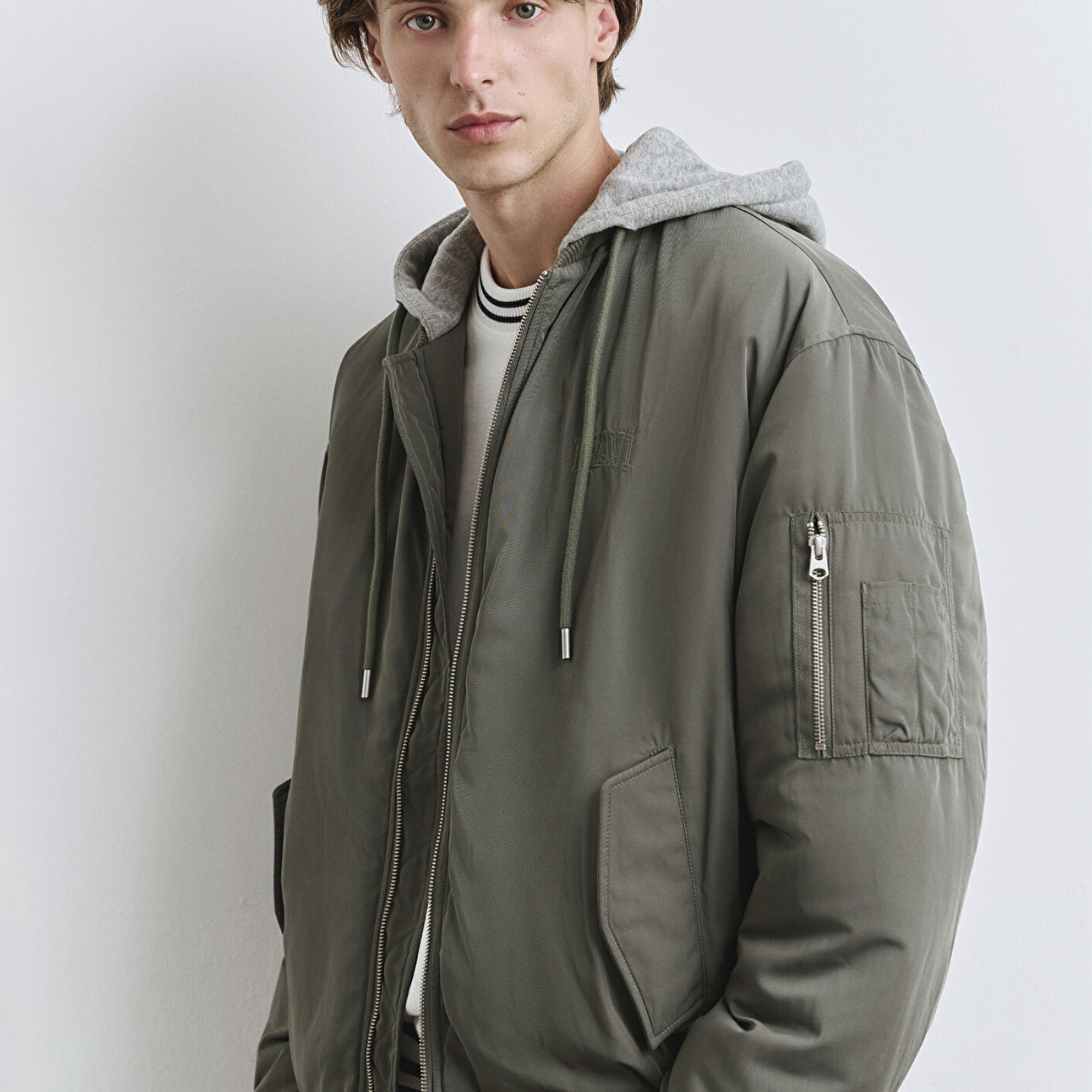 Mavi Kapüşonlu Yeşil Mont 0110563-86961