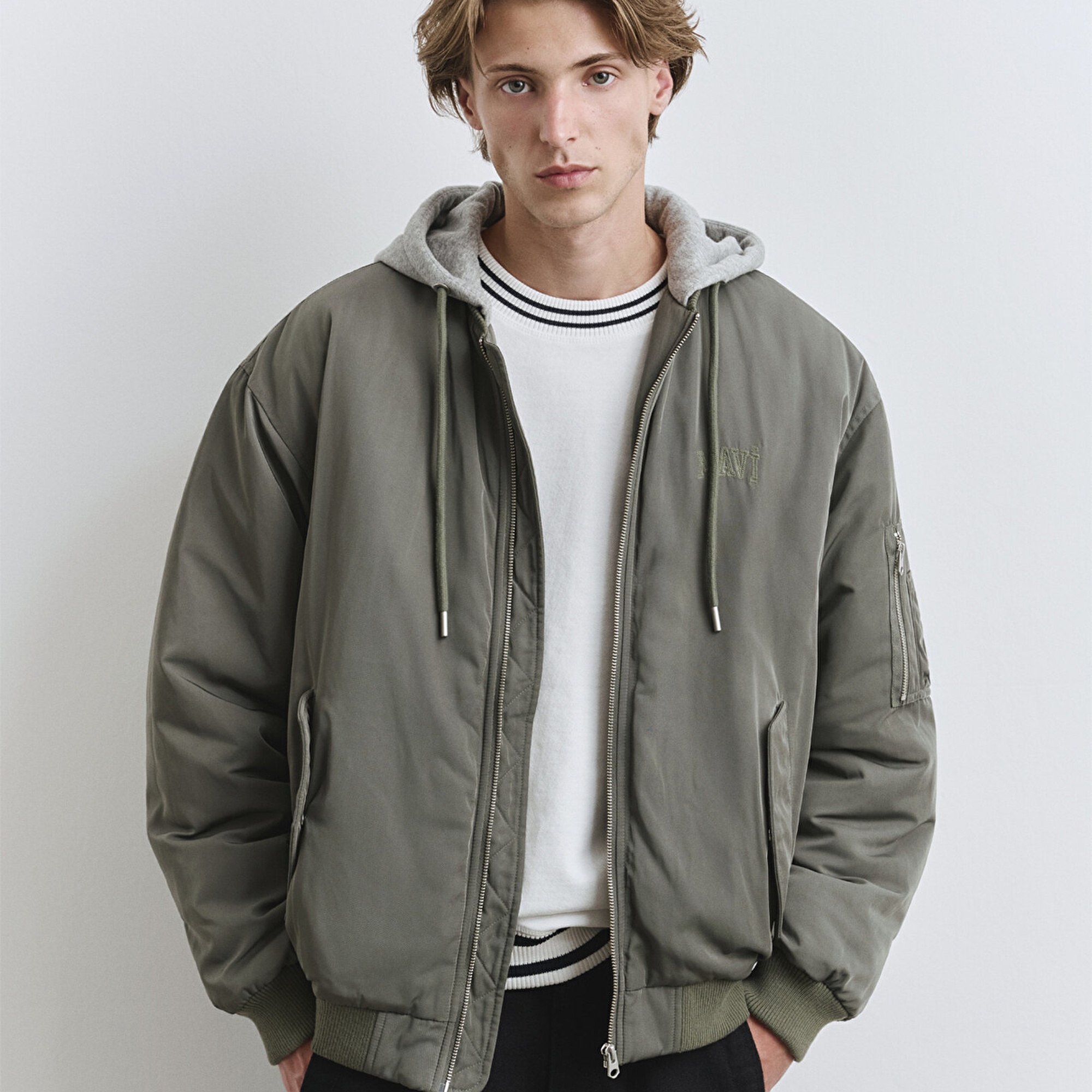 Mavi Kapüşonlu Yeşil Mont 0110563-86961