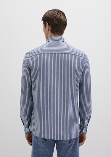 Mavi Çizgili Mavi Gömlek Slim Fit / Dar Kesim 0211404-91333