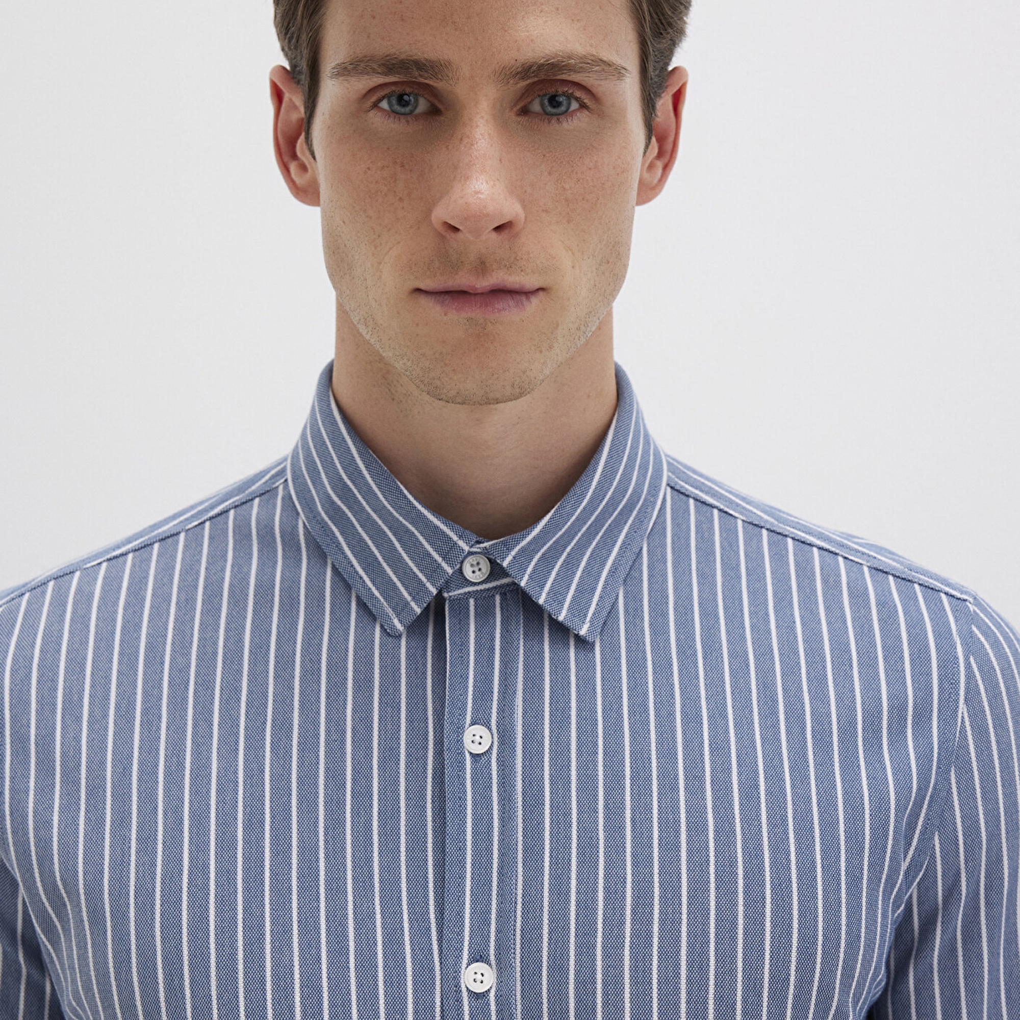 Mavi Çizgili Mavi Gömlek Slim Fit / Dar Kesim 0211404-91333