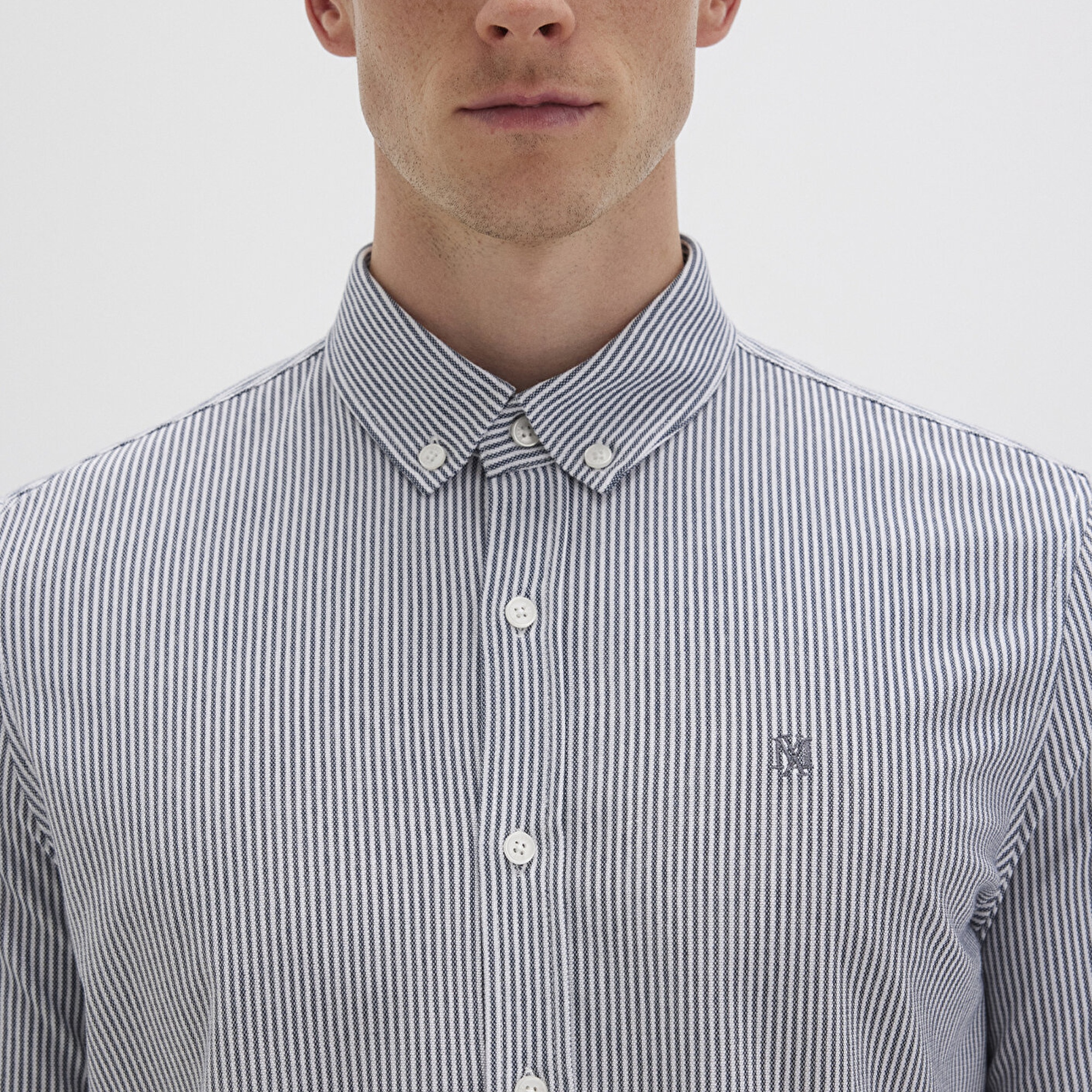 Mavi Çizgili Lacivert Gömlek Slim Fit / Dar Kesim 0211402-91331