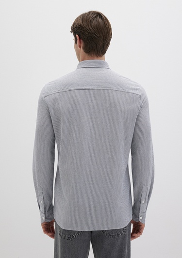  Mavi Çizgili Lacivert Gömlek Slim Fit / Dar Kesim 0211402-91331