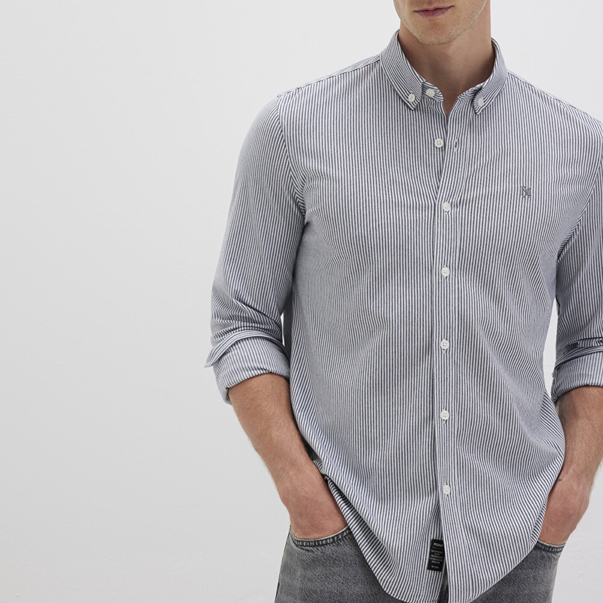 Mavi Çizgili Lacivert Gömlek Slim Fit / Dar Kesim 0211402-91331