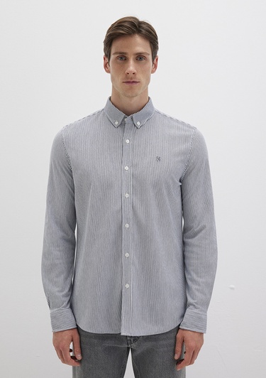  Mavi Çizgili Lacivert Gömlek Slim Fit / Dar Kesim 0211402-91331
