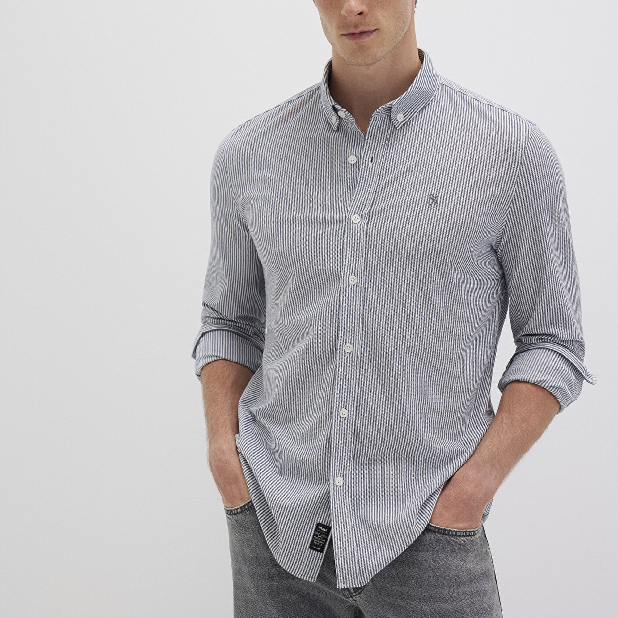 Mavi Çizgili Lacivert Gömlek Slim Fit / Dar Kesim 0211402-91331