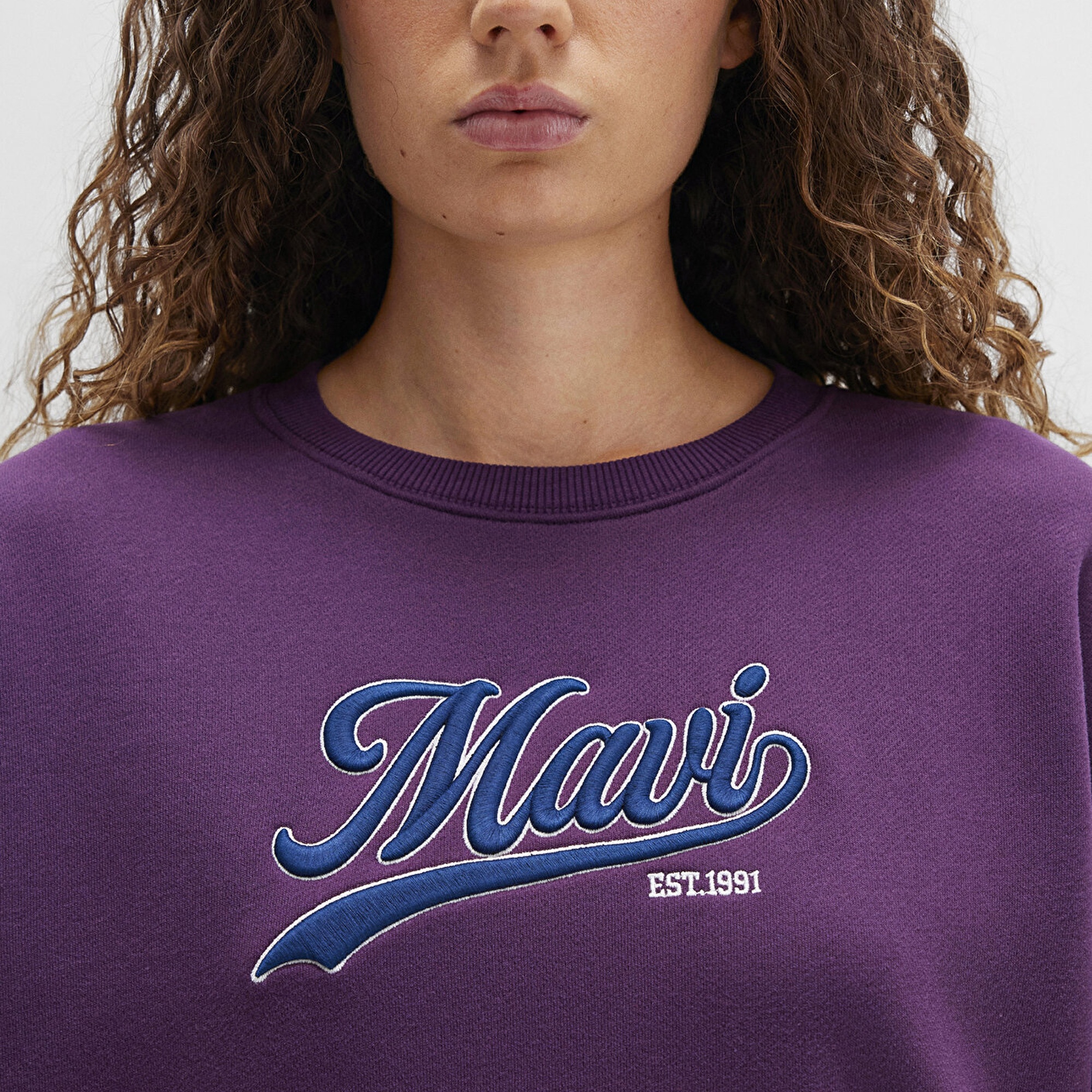Mavi Mavi Logo Baskılı Mor Sweatshirt 1S10419-70679