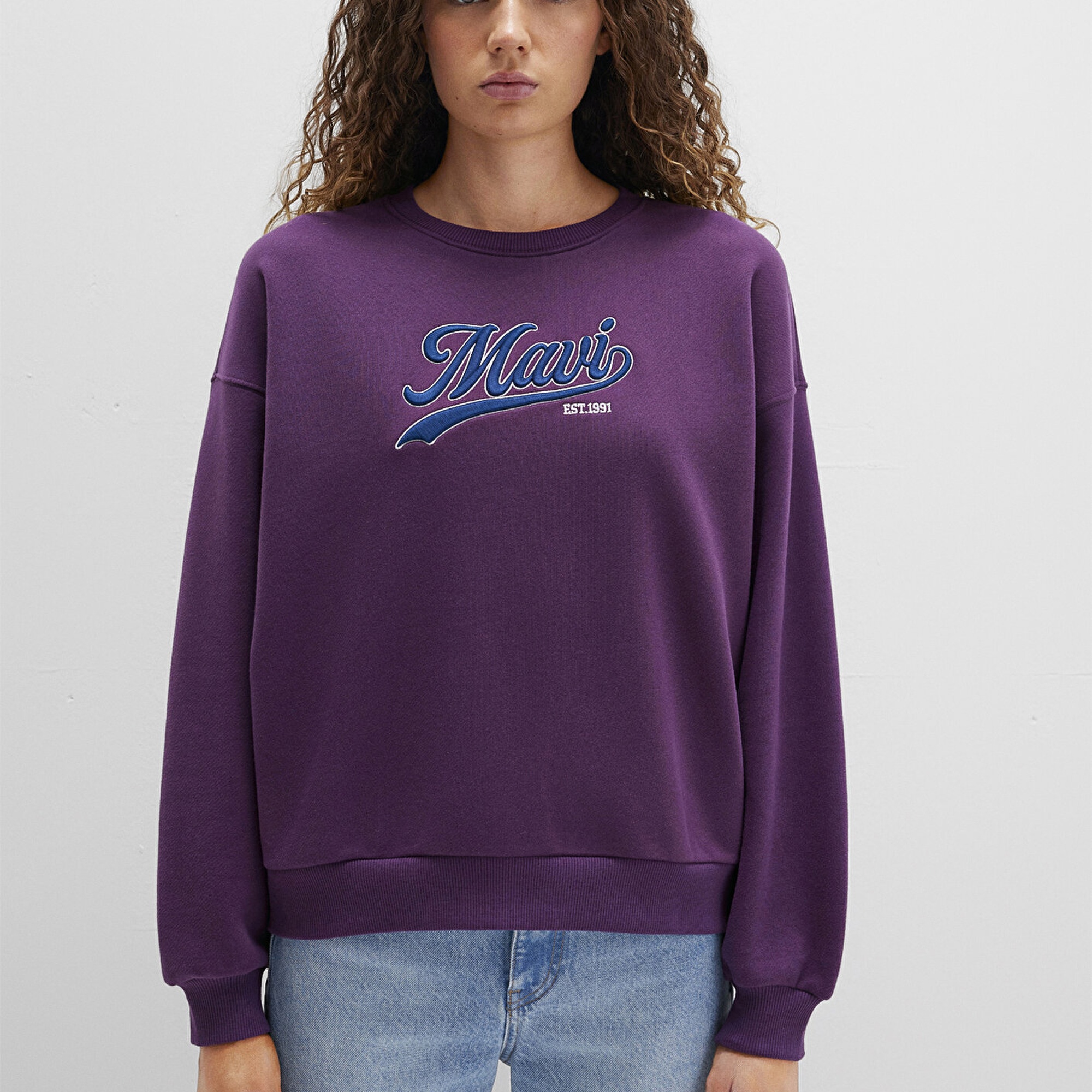 Mavi Mavi Logo Baskılı Mor Sweatshirt 1S10419-70679
