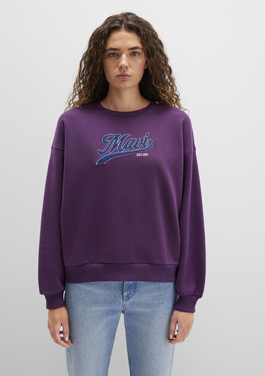  Mavi Mavi Logo Baskılı Mor Sweatshirt 1S10419-70679