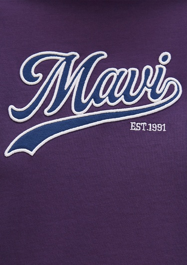  Mavi Mavi Logo Baskılı Mor Tişört Regular Fit / Normal Kesim 1613565-70679