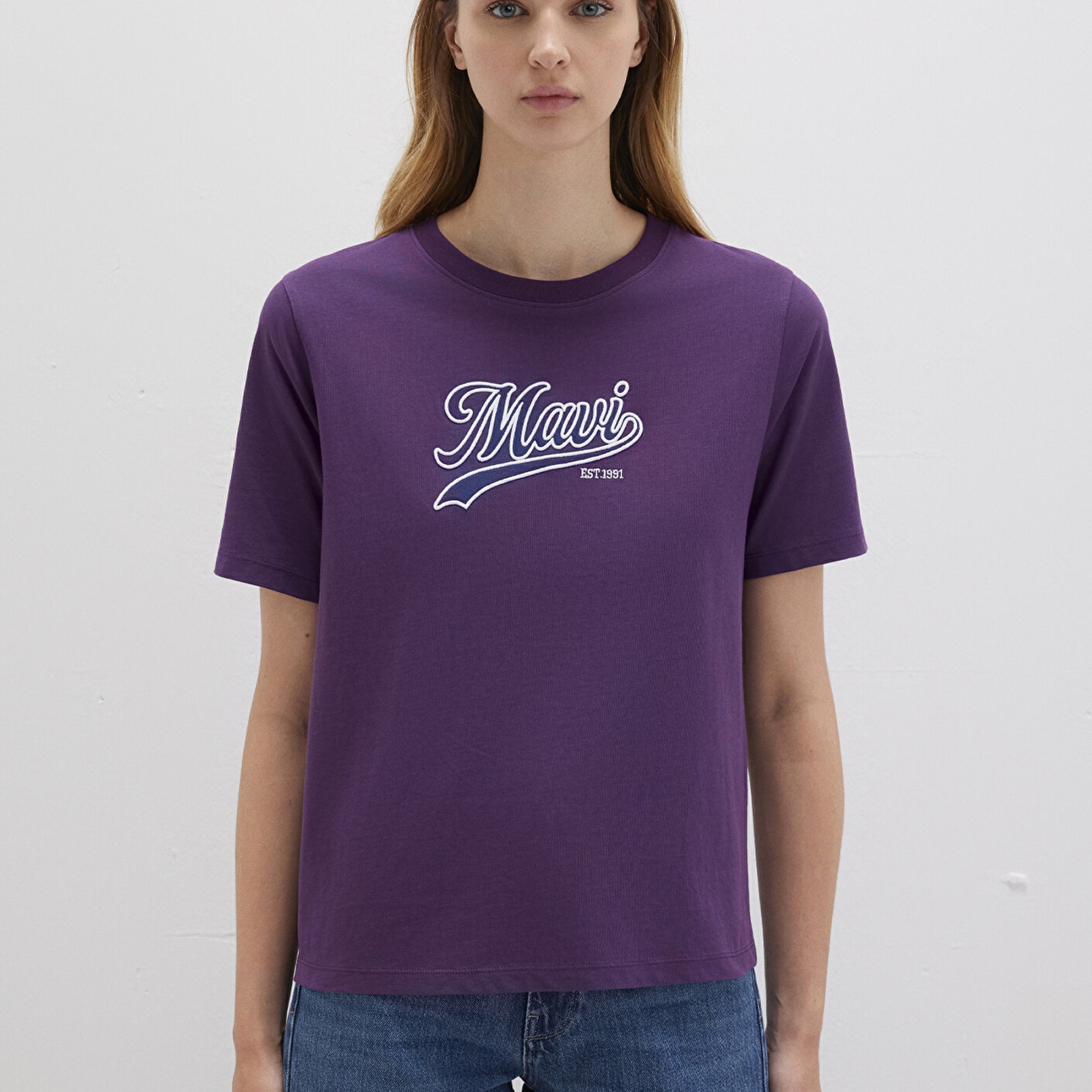 Mavi Mavi Logo Baskılı Mor Tişört Regular Fit / Normal Kesim 1613565-70679