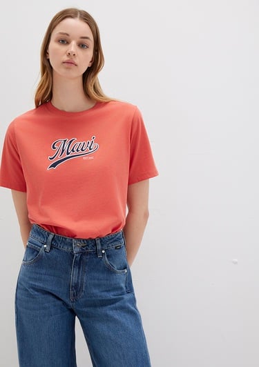  Mavi Mavi Logo Baskılı Turuncu Tişört Regular Fit / Normal Kesim 1613565-71076