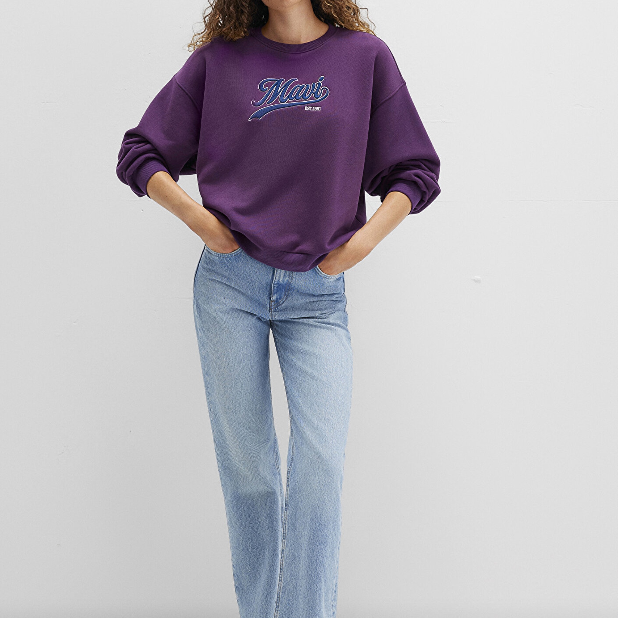 Mavi Mavi Logo Baskılı Mor Sweatshirt 1S10419-70679